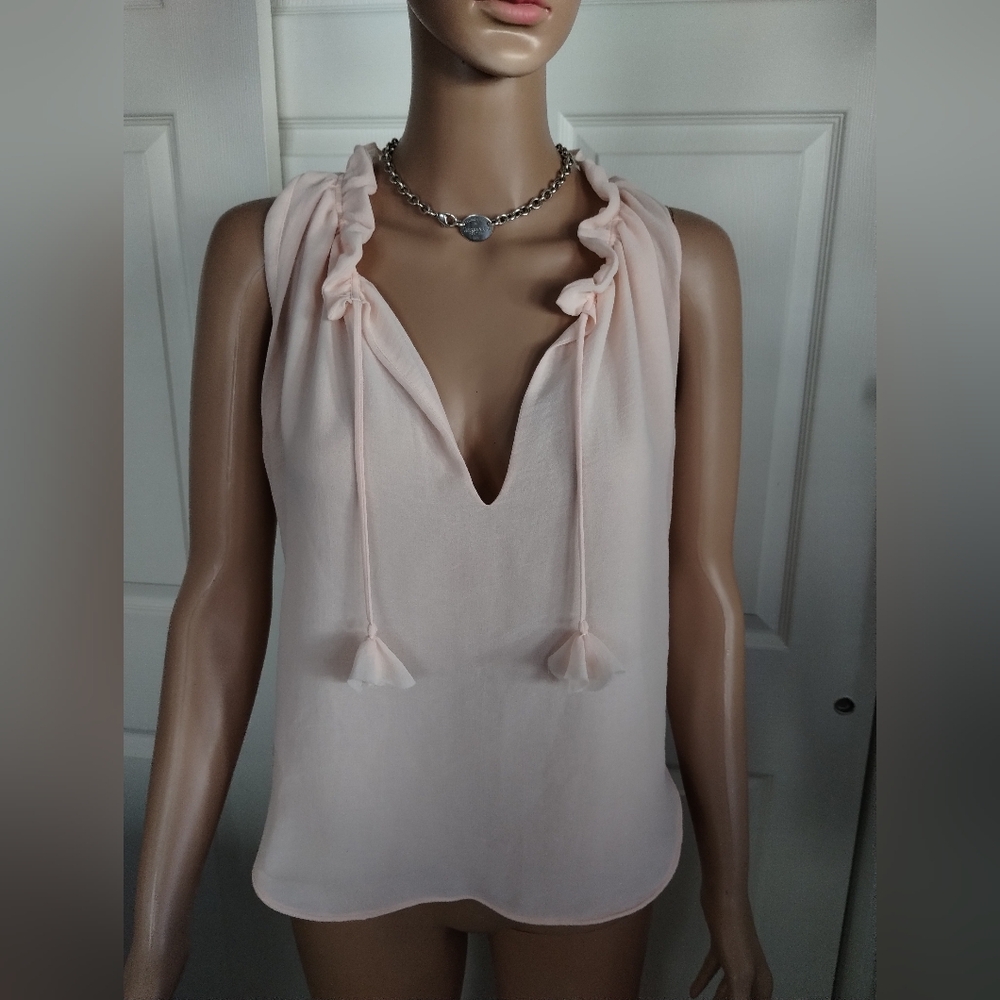 Misa Los Angeles Elegant Pink Sleeveless Top XS